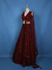 Deep Maroon Floral Sequins Embroidered Net Lehenga Set