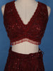 Deep Maroon Floral Sequins Embroidered Net Lehenga Set