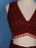 Deep Maroon Floral Sequins Embroidered Net Lehenga Set