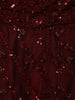 Deep Maroon Floral Sequins Embroidered Net Lehenga Set