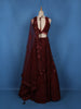 Deep Maroon Floral Sequins Embroidered Net Lehenga Set