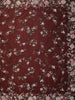 Deep Maroon Floral Sequins and Beads Embroidered Design Net Designer Saree with Scalloped Border