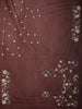 Deep Maroon Floral Sequins and Beads Embroidered Design Net Designer Saree with Scalloped Border