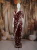 Deep Maroon Floral Sequins and Beads Embroidered Design Net Designer Saree with Scalloped Border