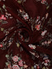 Deep Maroon Floral Sequins and Beads Embroidered Design Net Designer Saree with Scalloped Border