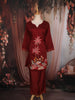 Deep Maroon Floral Thread Embroidered Design Cotton Co-ord Set
