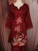 Deep Maroon Floral Thread Embroidered Design Cotton Co-ord Set