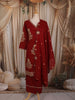 Deep Maroon Floral Thread Embroidered Design Cotton Salwar Suit with Dupatta