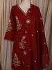 Deep Maroon Floral Thread Embroidered Design Cotton Salwar Suit with Dupatta