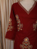 Deep Maroon Floral Thread Embroidered Design Cotton Salwar Suit with Dupatta