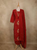 Deep Maroon Floral Thread Embroidered Design Cotton Straight Cut Salwar Suit with Dupatta