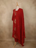 Deep Maroon Floral Thread Embroidered Design Cotton Straight Cut Salwar Suit with Dupatta