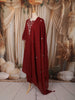 Deep Maroon Floral Thread Embroidered Design Cotton Straight Cut Salwar Suit with Dupatta