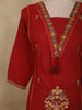 Deep Maroon Floral Thread Embroidered Design Cotton Straight Cut Salwar Suit with Dupatta