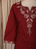 Deep Maroon Floral Thread Embroidered Design Cotton Straight Cut Salwar Suit with Dupatta