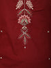 Deep Maroon Floral Thread Embroidered Design Cotton Straight Cut Salwar Suit with Dupatta
