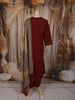 Deep Maroon Floral Thread Embroidered Design Cotton Straight Cut Salwar Suit with Dupatta