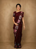 Deep Maroon Floral Thread Embroidered Design Pure Tussar Saree