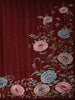 Deep Maroon Floral Thread Embroidered Design Pure Tussar Saree