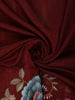 Deep Maroon Floral Thread Embroidered Design Pure Tussar Saree