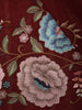 Deep Maroon Floral Thread Embroidered Design Pure Tussar Saree
