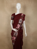 Deep Maroon Floral Thread Embroidered Design Pure Tussar Saree