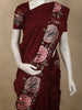 Deep Maroon Floral Thread Embroidered Design Pure Tussar Saree
