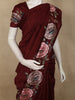 Deep Maroon Floral Thread Embroidered Design Pure Tussar Saree