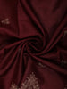 Deep Maroon Floral Thread and Sequins Embroidered Design Pure Tussar Fancy Saree with Floral Border