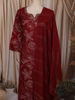 Deep Maroon Floral Vine Printed Design Cotton Straight Cut Salwar Suit with Dupatta