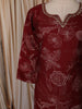 Deep Maroon Floral Vine Printed Design Cotton Straight Cut Salwar Suit with Dupatta