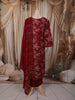 Deep Maroon Floral Vine Printed Design Cotton Straight Cut Salwar Suit with Dupatta