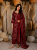 Deep Maroon Floral Vine Printed Design Cotton Straight Cut Salwar Suit with Dupatta