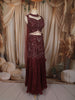 Deep Maroon Floral Vine Sequins and Beads Embroidered Design Mermaid Net Lehenga With Choker Dupatta