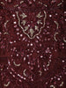 Deep Maroon Floral Vine Sequins and Beads Embroidered Design Mermaid Net Lehenga With Choker Dupatta