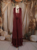 Deep Maroon Floral Vine Sequins and Beads Embroidered Design Mermaid Net Lehenga With Choker Dupatta