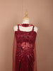 Deep Maroon Floral Vine Sequins and Beads Embroidered Design Sequins Party Skirt Top Lehenga with Matching Choker Dupatta