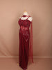 Deep Maroon Floral Vine Sequins and Beads Embroidered Design Sequins Party Skirt Top Lehenga with Matching Choker Dupatta