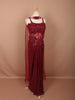 Deep Maroon Floral Vine Sequins and Beads Embroidered Design Sequins Party Skirt Top Lehenga with Matching Choker Dupatta