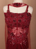 Deep Maroon Floral Vine Sequins and Beads Embroidered Design Sequins Party Skirt Top Lehenga with Matching Choker Dupatta
