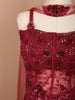 Deep Maroon Floral Vine Sequins and Beads Embroidered Design Sequins Party Skirt Top Lehenga with Matching Choker Dupatta