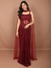 Deep Maroon Floral Vine Sequins and Beads Embroidered Design Sequins Party Skirt Top Lehenga with Matching Choker Dupatta