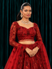 Deep Maroon Floral Vine Sequins and Beads Embroidered Net Bridal Lehenga with Matching Designer Dupatta with Full Sleeve Blouse