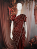 Deep Maroon Floral Vine Stone Embellished Design Satin Fancy Saree with Designer Border