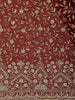 Deep Maroon Floral Vine Zari Embroidered Design Georgette Fancy Saree with Scalloped Border