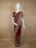 Deep Maroon Floral Vine Zari Embroidered Design Georgette Fancy Saree with Scalloped Border
