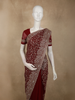 Deep Maroon Floral Vine Zari Embroidered Design Georgette Fancy Saree with Scalloped Border