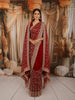 Deep Maroon Floral Vine Zari Embroidered Design Georgette Saree with Matching Grand Dupatta