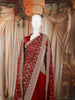Deep Maroon Floral Vine Zari Embroidered Design Georgette Saree with Matching Grand Dupatta