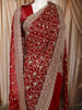 Deep Maroon Floral Vine Zari Embroidered Design Georgette Saree with Matching Grand Dupatta
